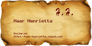 Haar Henrietta névjegykártya